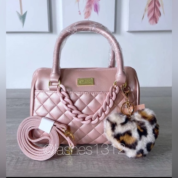 Betsey Johnson Handbags - BETSEY JOHNSON Bag Chain Barrel Crossbody - Rose Gold LBCHAIN